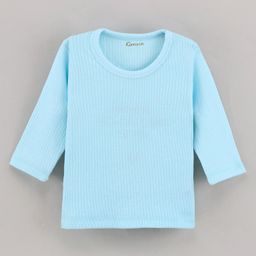 Kanvin Cotton Knit Full Sleeves Solid Thermal Vest - Blue-image-76
