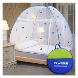 Classic Mosquito Net for Double Bed Heart Design King Size Foldable Machardani  - Blue-22