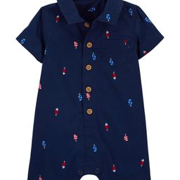 Carter's Half Sleeves   Baby Popsicle Poplin Romper - Navy Blue-image-37