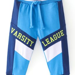 Babyhug Cotton Looper Full Length  Track Pants Text Print - Blue-image-50