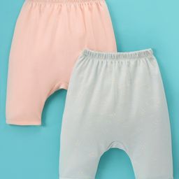 Ben Benny 100% Cotton Interlock Knit Full Length Diaper Legging Abstract Print Pack Of 2 - Peach & Green-image-90