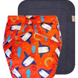 Dumbledo Premium RedPenguin Free Size Leak proof Washable Unisex Reusable Cloth Diaper With 6-layer Black Insert - Red-18