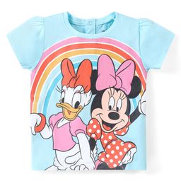 Babyhug Disney Cotton Knit Half Sleeves Top with Minnie Mouse Graphics - Blue-image-46