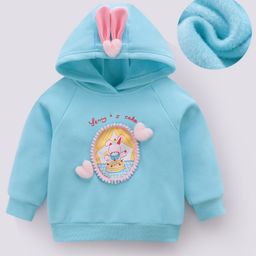 Kookie Kids Full Raglan Sleeves Hooded Sweatshirt with Heart & Ears Applique - Sky Blue-image-30