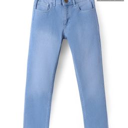 Pine Kids Denim Woven Full Length Washed Jeans - Light Blue-image-96