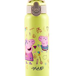 Youp Stainless Steel Green Color Peppa Pig Kids Insulated Double Wall Water Bottle Lyra - 600 ml-picture-10