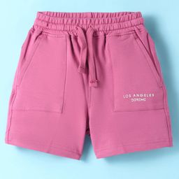 Doreme Single Jersey Knit Above Knee Length Shorts With Los Angeles Print - Pink-image-63