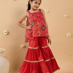Pspeaches 2-Piece Ready To Wear Kurta And Sharara Set -Red-picture-13