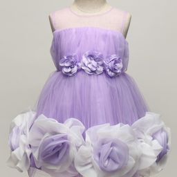 Mark & Mia Woven Sleeveless Party Dress With Floral Applique & Corsage - Purple-image-75