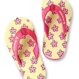 Pine Kids Slip On Flip Flops with Floral Print - Pink & Yellow-image-133