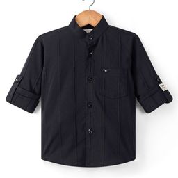 Dapper Dudes Full Sleeves Striped Textured Shirt - Black-image-85