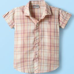 Dapper Dudes Half Sleeves Checked Shirt - Peach-image-95