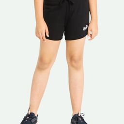 Ariel Cotton Knit Smile Text Printed Shorts - Black-image-47