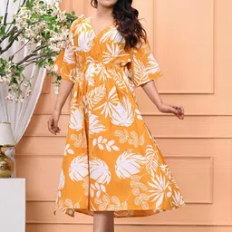 DSS FASHION Floral Print A-Line Midi Dress-image-18