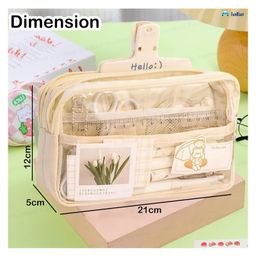 Bunie Large Capacity Multiple Compartment Pouch with Transparent Design - Beige image 3
