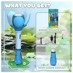 NEGOCIO Automatic Bubble Machine 10000+ Bubbles Per Minute with Battery/Lights/120ml Solution, Light Up Flower Bubble Wand Bubble Toys- PACK OF 1- COLOR MAY VARY image 3