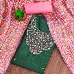 Peachmode Floral Embroidered Sequinned Unstitched Dress Material-image-29