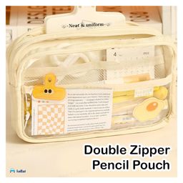Bunie Large Capacity Multiple Compartment Pouch with Transparent Design - Beige image 4