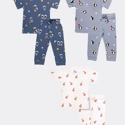 Orange Sugar Unisex Kids Printed T-shirt with Pyjamas-image-48