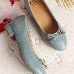 Carlton London Women Textured Block Pumps with Bows-13