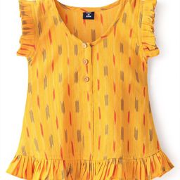 JAV CREATIONS Print Flutter Sleeve Cotton Top-image-66