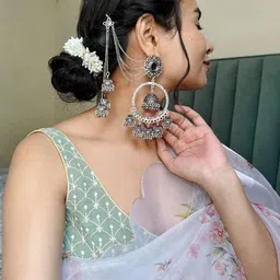 Retrend Jewels Dome Shaped Drop With Mirror Earrings-15