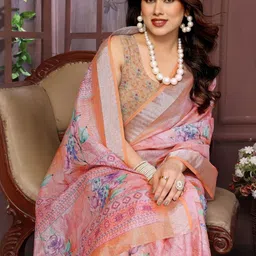 Moda Rapido Floral Zari Linen Blend Saree-image-40