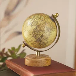 Pure Home and Living Mustard & Brown Globe With Stand Showpiece-image-14