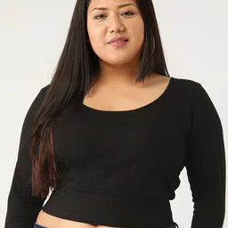 theRebelinme Women Round Neck Cotton Plus Size Crop Top-image-77