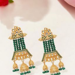 Anouk Gold-Plated Artificial Beaded Contemporary Drop Earrings-16