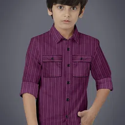 BAESD Boys Modern Opaque Striped Casual Shirt-image-13