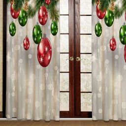 BELLA TRUE White & Green 2 Pieces Door Curtains-image-45