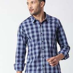 SNX Men Tailored Fit Checked Casual Shirt-image-77