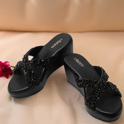 Chere Embellished Open Toe Wedge Heels-23