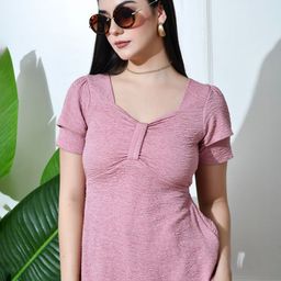 IUGA Women Sweetheart Neck Textured Peplum Top-image-47