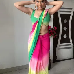DIVASTRI Colourblocked Pure Georgette Ready to Wear Saree-image-2