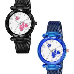 Gopal Shopcart Unisex Pack Of 2 Printed Dial Analogue Watch GR_379 Black 315 Pink_379 Blue-image-67