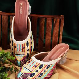 Kiana House Of Fashion Women Embellished Ethnic Block Pumps-4