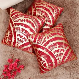 Myntra Elegant Homes Maroon 3 Pieces Abstract Velvet Square Cushion Covers-image-69