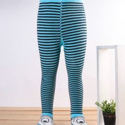 Mustang Stripe Footed Tights Bear Design - Blue Black-image-50