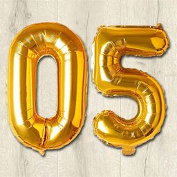 Shopperskart 05 Number Foil Balloon with Straw - Golden-image-59