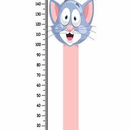 WENS Cartoon Themed Removable Height Measurement Wall Sticker - Grey Pink-image-79