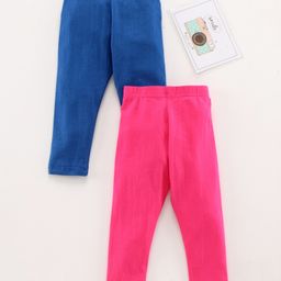 Babyhug Full Length Solid Leggings Pack of 2- Blue Pink-image-37