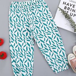 Kookie Kids Full Length Lounge Pant Leaf Print - Green-image-77