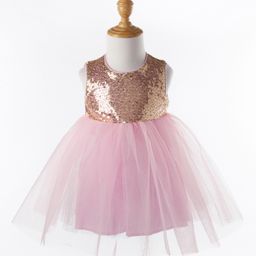 Kookie Kids Sleeveless Party Wear Frock Sequin Detailing - Pink-image-46