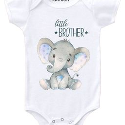 KNITROOT Short Sleeves Little Brother Elephant Print Onesie - White-picture-1