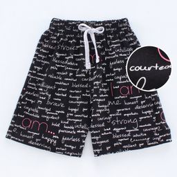 Doreme Mid Thigh Shorts Text Print - Steel Grey & Black-picture-49