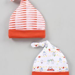Babyhug Caps Red White Pack of 2 - Diameter 10 cm-image-55