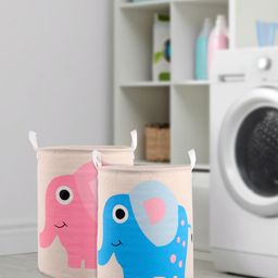 Babyhug Cotton Foldable Laundry Bag Elephant Print Pink & Blue - Set of 2-15