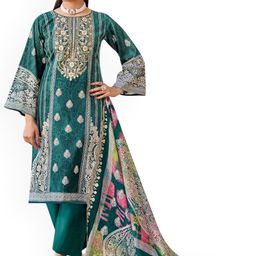 DRAVINAM Trends Floral Embroidered Thread Work Pure Cotton Unstitched Dress Material-picture-17